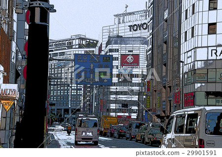 Tokyo Shinjuku, Road Building, Manga, Tokyo Shinjuku, Road Architecture, Manga, Tokyo Shinjuku, 29901591