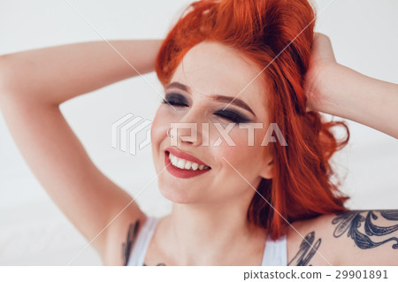 Portrait of a beautiful sexy girl with red hair Portrait of a beautiful sexy girl with red hair 29901891