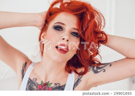 Portrait of a beautiful sexy girl with red hair 29901893
