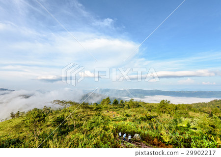 Tourists in nature on the mountain 29902217