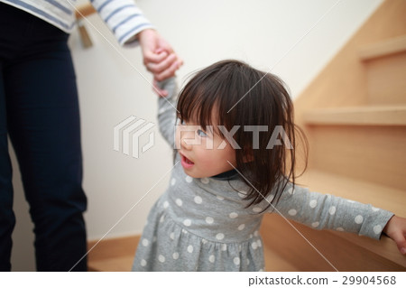 Stair Child (Infant Infant Child 1 year old 1 year old mischievous kid child child mother parent and child secure) 29904568
