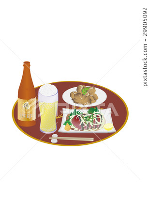 Today's drinks beer and bonito beaten 29905092