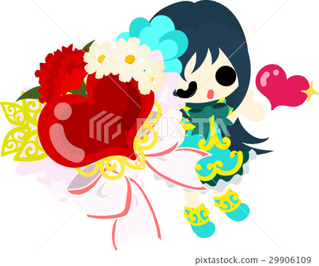 A bouquet of carnation and a cute girl who kisses 29906109