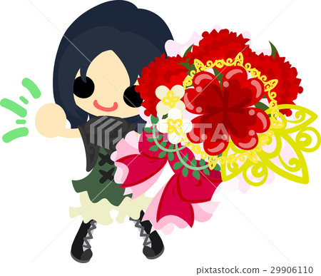 Cute girl and carnation bouquet Cute girl and carnation bouquet 29906110