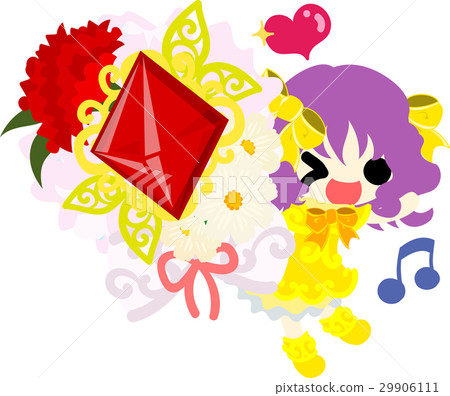 Cute girl and carnation bouquet Cute girl and carnation bouquet 29906111