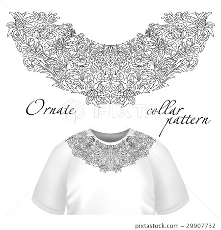 Neck print vector floral design. Fashion white Neck print vector floral design. Fashion white 29907732