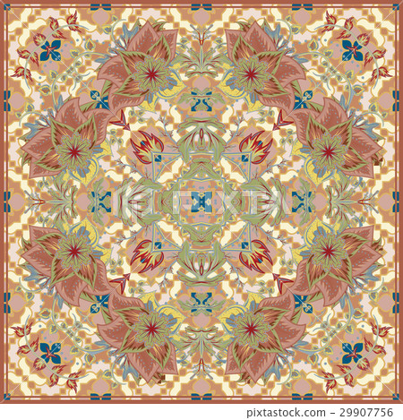 Bandana Print with tribal ethnic ornament, silk 29907756