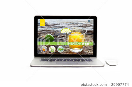 Laptop with healthy website on screen, isolated 29907774