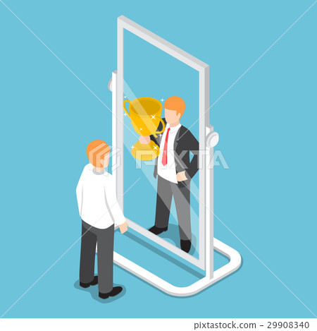 Businessman see himself successful in the mirror Businessman see himself successful in the mirror 29908340