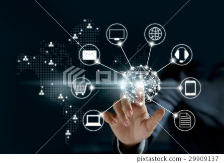 Hands touching global network , Omni Channel Hands touching global network , Omni Channel 29909137