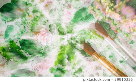 Abstract art hand watercolor and brushes, floral Abstract art hand watercolor and brushes, floral 29910336