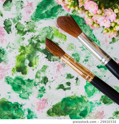 Brushes and hand made watercolor abstract floral Brushes and hand made watercolor abstract floral 29910338