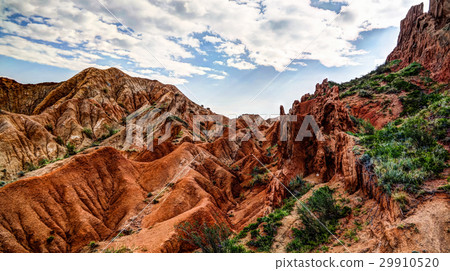 Panorama of Skazka Fairytale canyon, Kyrgyzstan 29910520