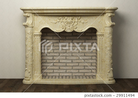 Fireplace in the light interior of home Fireplace in the light interior of home 29911494
