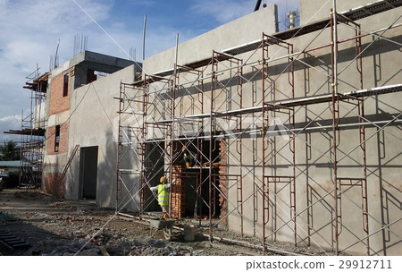 Scaffolding used at the construction site  29912711
