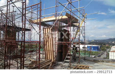 Scaffolding used at the construction site  29912713