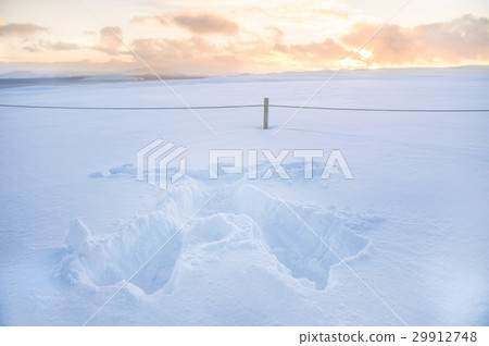 Snow print of human full body shaped on snow 29912748