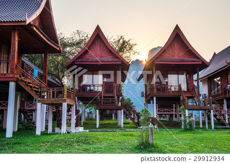 Thai Houses in Vang Vieng, Laos 29912934