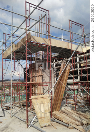 Scaffolding used at the construction site Scaffolding used at the construction site 29913099