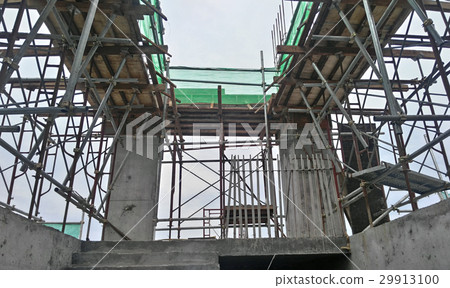 Scaffolding used at the construction site Scaffolding used at the construction site 29913100