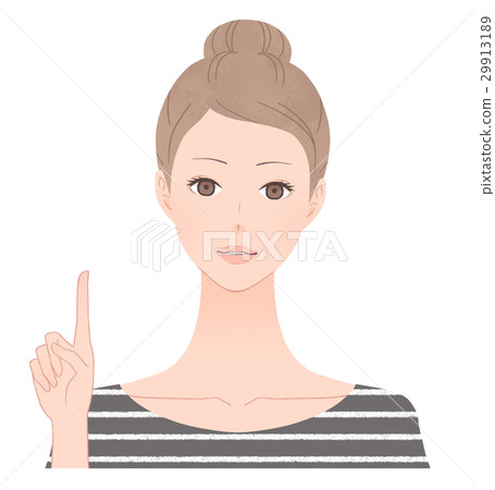 A woman pointing to a finger - Stock Illustration [29913189] - PIXTA