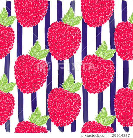 Striped Check Raspberry Raspberry sketch striped Seamless Pattern. Vector - Stock Illustration ...