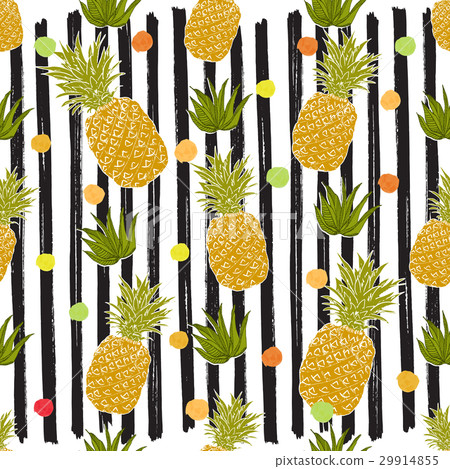 Pineapple sketch striped Seamless Pattern Vector Pineapple sketch striped Seamless Pattern Vector 29914855