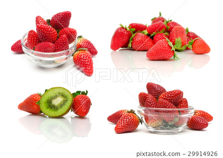 juicy strawberries isolated on white background. 29914926
