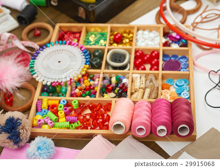 sewing accessories for handmade top view 29915068
