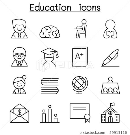 Education & learning icon set in thin line style 29915116