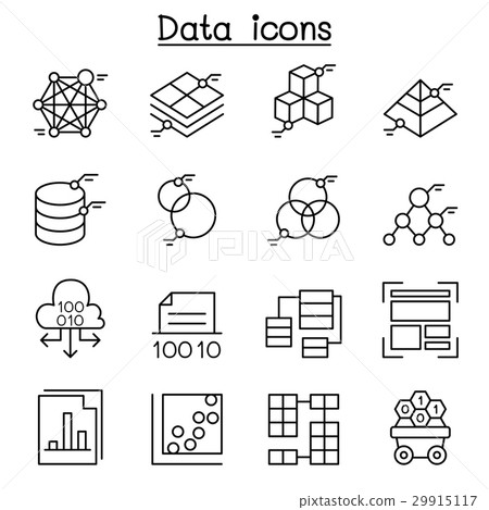 Database , Data & Graph icon set in thin line Database , Data & Graph icon set in thin line 29915117