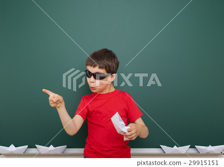 boy on blank school board background 29915151