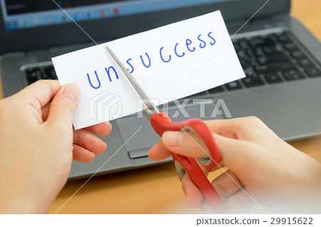 holds card with text unsccess on computer holds card with text unsccess on computer 29915622