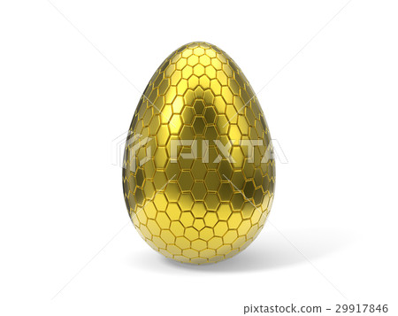 3d illustration of hexagon plated golden easter 29917846