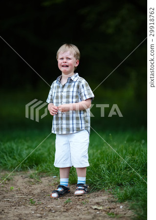 young crying boy in summer park young crying boy in summer park 29918762