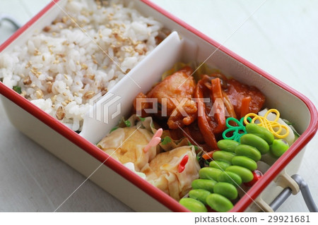 Simple bento for girls: Chinese bento with mixed grain rice 29921681