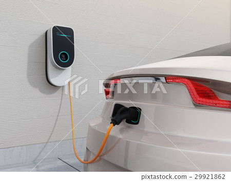 圖像通過壁掛式快速充電器為汽車充電 29921862