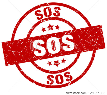 sos round red grunge stamp 29927110