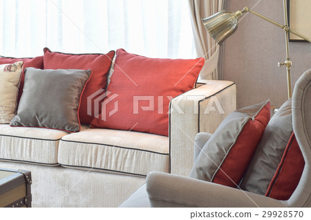 Classic style living room with beige sofa Classic style living room with beige sofa 29928570