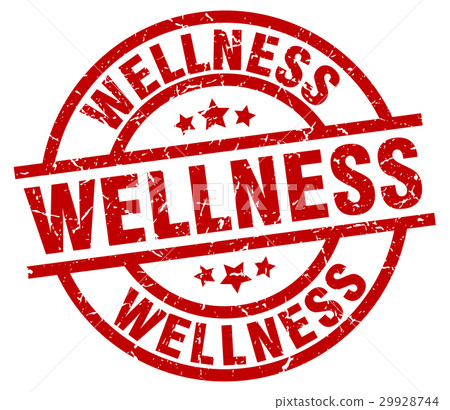 wellness round red grunge stamp 29928744