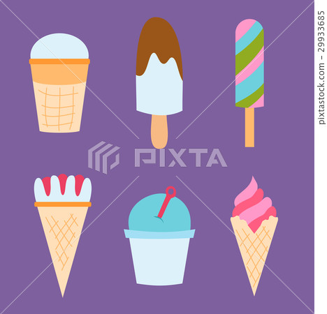 Set ice cartoon colorful cream dessert vector 29933685