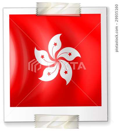 HongKong flag on square paper 29935160