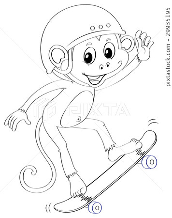 Doodle animal for monkey on skateboard Doodle animal for monkey on skateboard 29935195