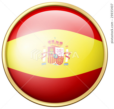 Spain flag on round badge 29935407