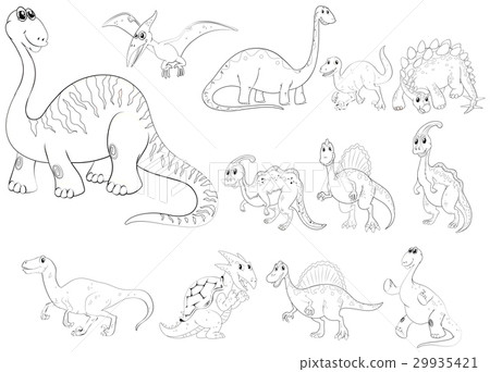 Animal outline for different types of dinosaurs - Stock Illustration  [29935421] - PIXTA