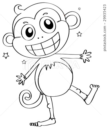 插圖素材: animal outline for monkey smiling