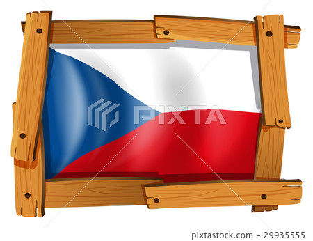 Czech Republic flag in wooden frame 29935555
