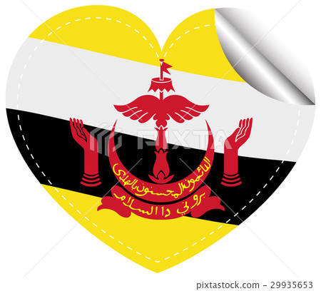 Brunei flag on heart shape sticker 29935653