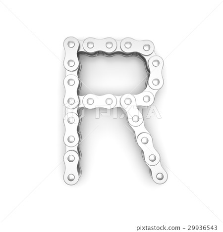 Alphabet made from Bicycle chain, letter R. 29936543