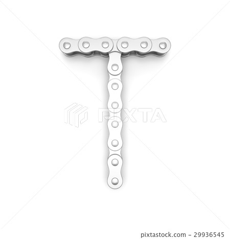Alphabet made from Bicycle chain, letter T. Alphabet made from Bicycle chain, letter T. 29936545